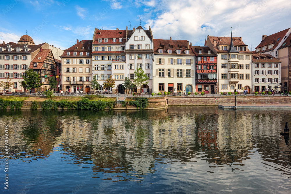 Strasbourg Old town, France, historical houses on the Ill river