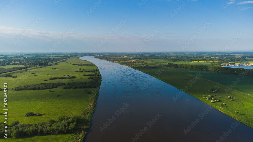 Vistula river near Gdańsk, Poland. Lock in Przegalin.
