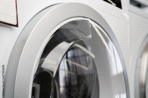 New washing machine in a home appliances store