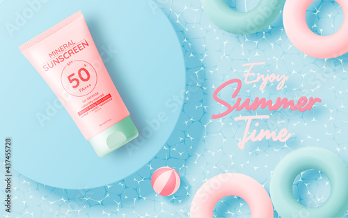 Protection cosmetic products design,sunscreen and sunbath