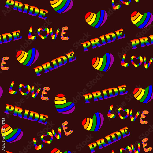 Seamless pattern for LGBT pride month. Human rights and tolerance. Love elements. Concept of Gay Pride. Vector cartoon illustration