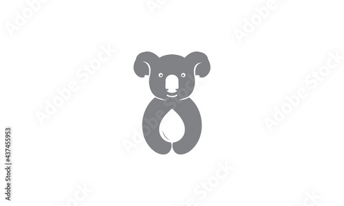 cute animal koala with drop water logo symbol icon vector graphic design illustration