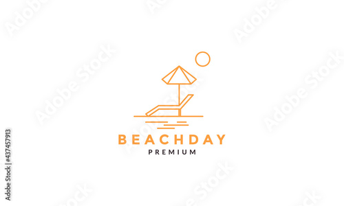 lines Lounge chairs beach logo symbol vector icon illustration graphic design