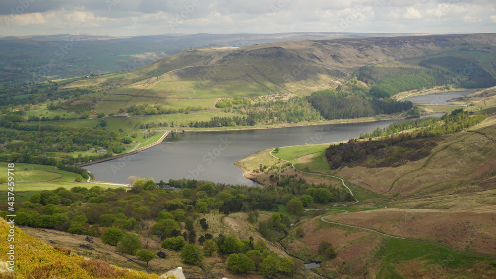 Overlooking Dovestone Reservoir from Wimberry Crags in Chew Valley, National Peak District