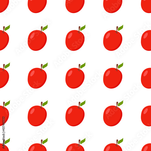 A pattern of red apples on a light background for use as a background or textile