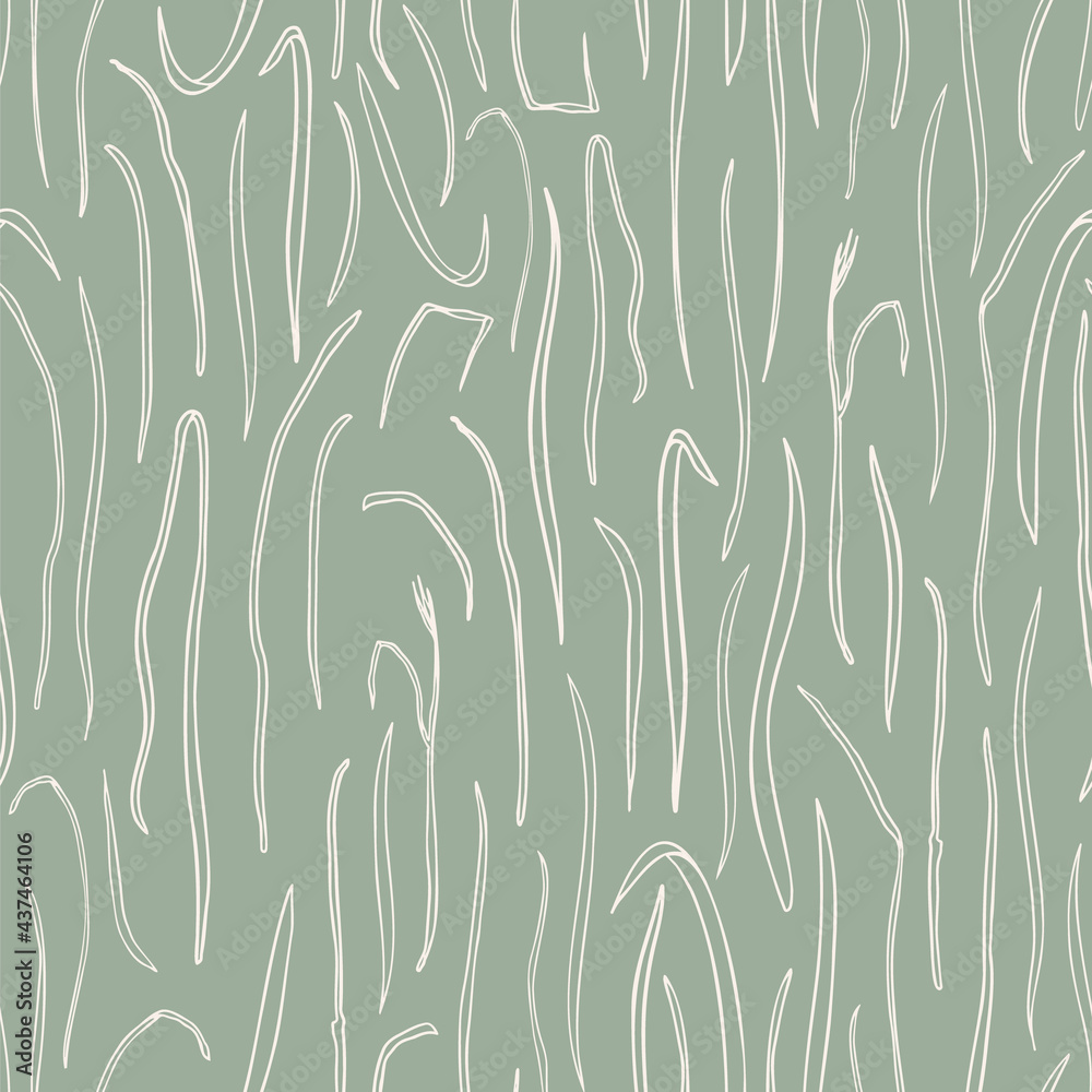 Minimalistic abstract grass seamless repeat pattern. Outline, doodled  botany all over surface print on sage green background. Stock Vector |  Adobe Stock