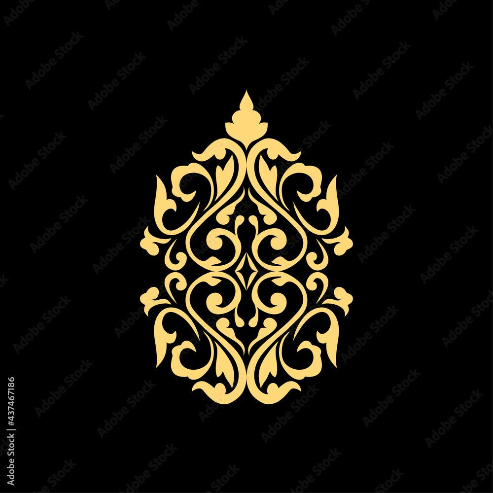 Damask vector oriental golden element. Abstract traditional ornament isolated on background