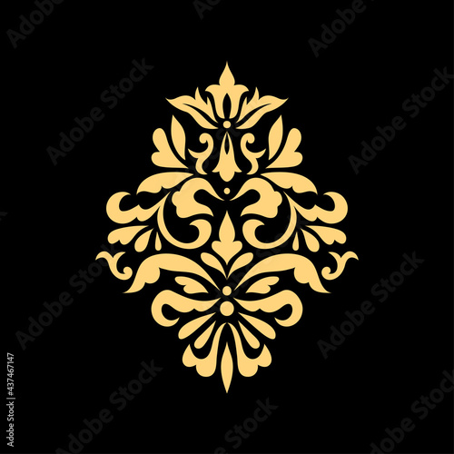 Damask vector oriental golden element. Abstract traditional ornament isolated on background