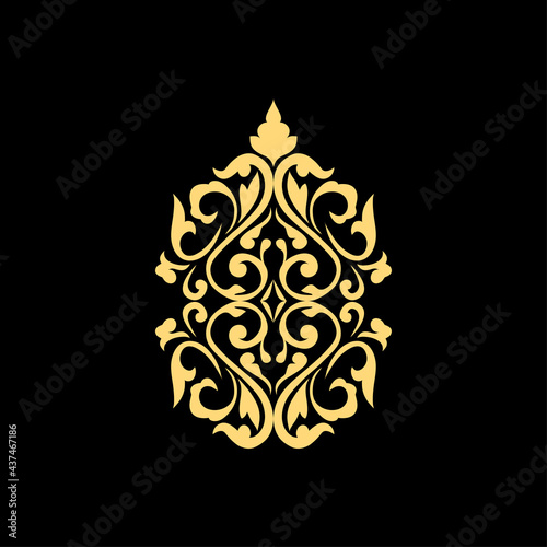 Damask vector oriental golden element. Abstract traditional ornament isolated on background