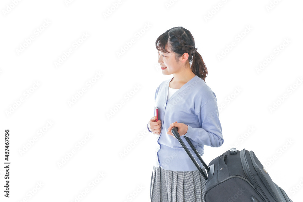 海外旅行に出かける若い女性 海外旅行に出かける若い女性