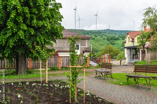 Wind Turbines on Top of the Mountains in Staryi Sambir, Ukraine.