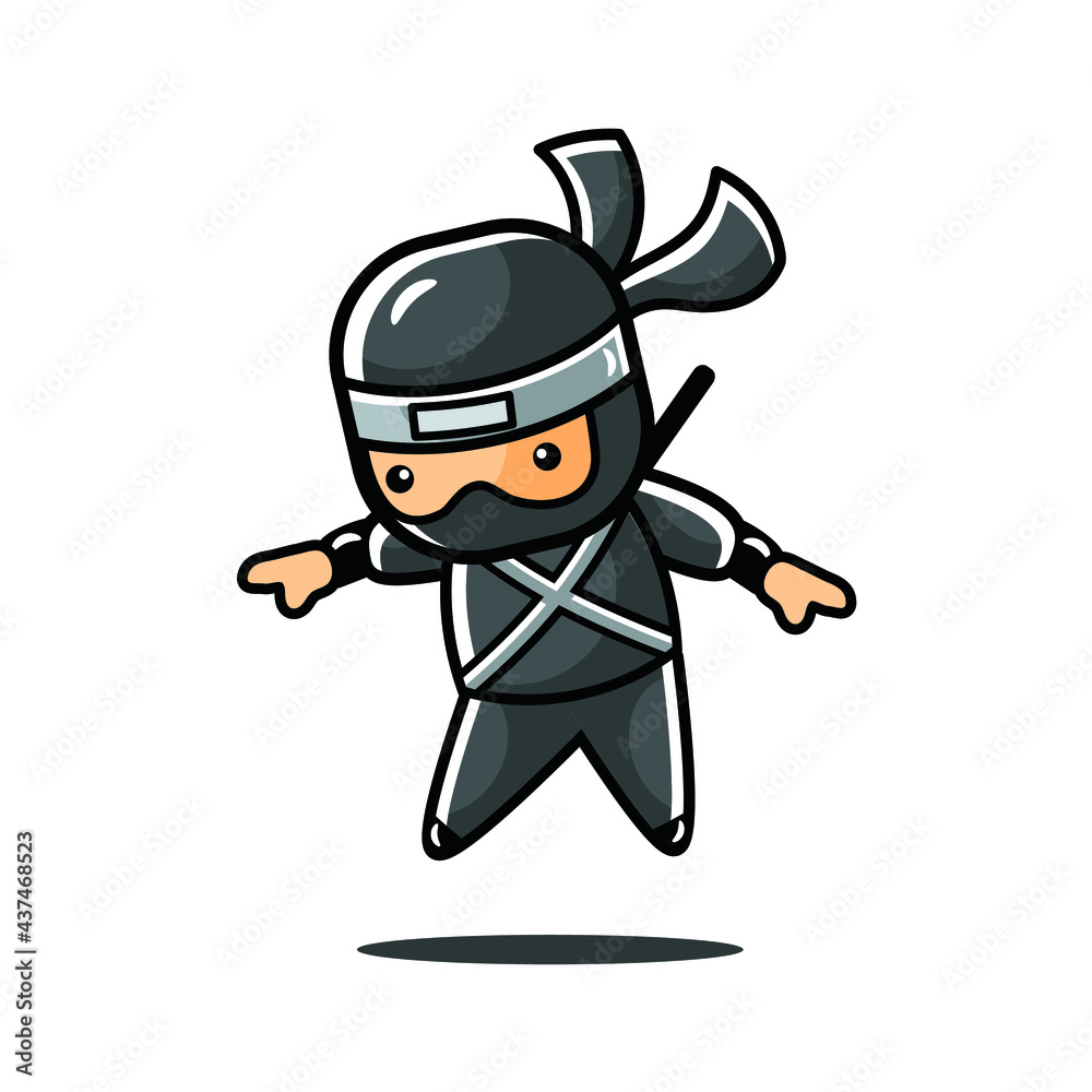 cartoon black little ninja start to fly cartoon black little ninja start to fly