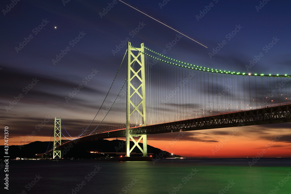 Fototapeta premium bridge, Akashi Kaikyo 明石海峡大橋の夜景