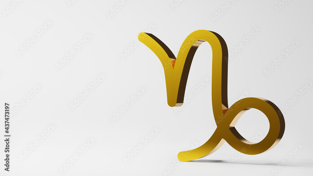 zodiac symbol CAPRICORN signs gold on white background 3D rendering zodiac symbol CAPRICORN signs gold on white background 3D rendering