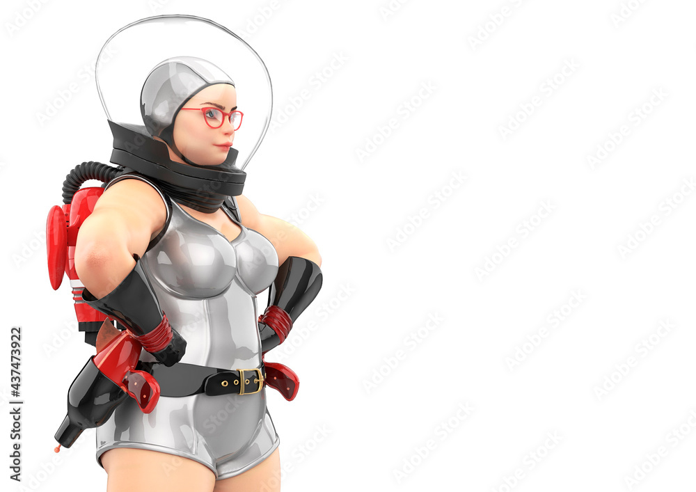 astronaut pinup girl got the power with copy space astronaut pinup girl got the power with copy space