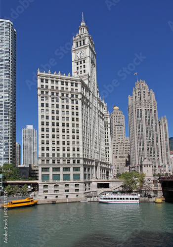Chicago office buildings beside the river