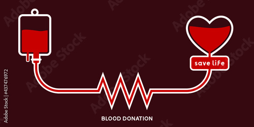 World Blood Donation Donor Day. Infus Pulse Heart. Simple Background Vector Illustration Flat Style. Suitable for poster, cover, social banner, or flyer.
