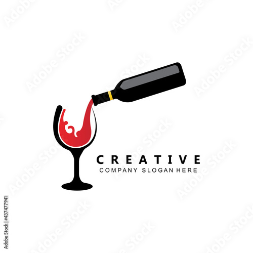 premium quality wine glass logo vector symbol
