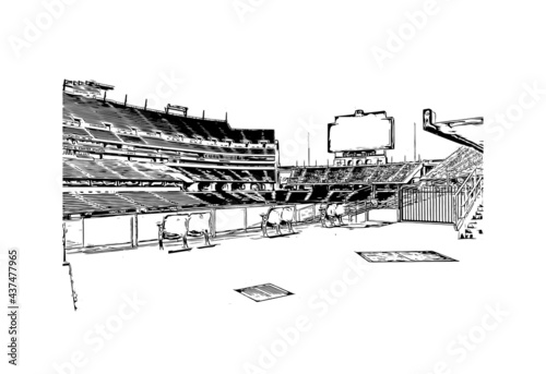 Building view with landmark of Fort Worth is a city in North Central Texas.. Hand drawn sketch illustration in vector.