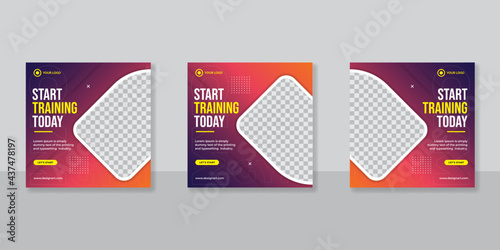 Gym and fitness social media post banner template