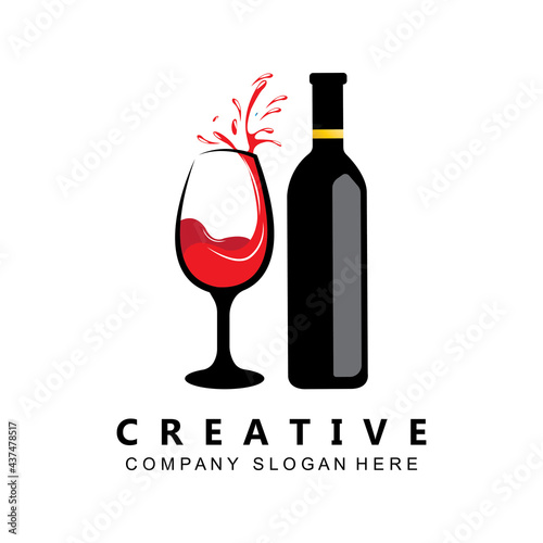 premium quality wine glass logo vector symbol