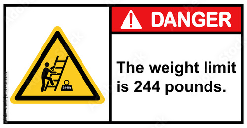 The stairs can support a weight limit 244 pounds.,Warning Sign