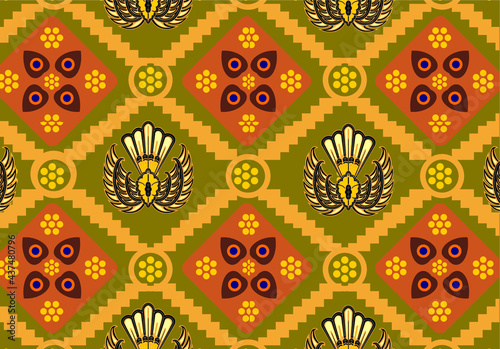 Indonesian batik motif, Batik is a technique of wax-resist dyeing applied to whole cloth, or cloth made using this technique originated from Indonesia. EPS 10