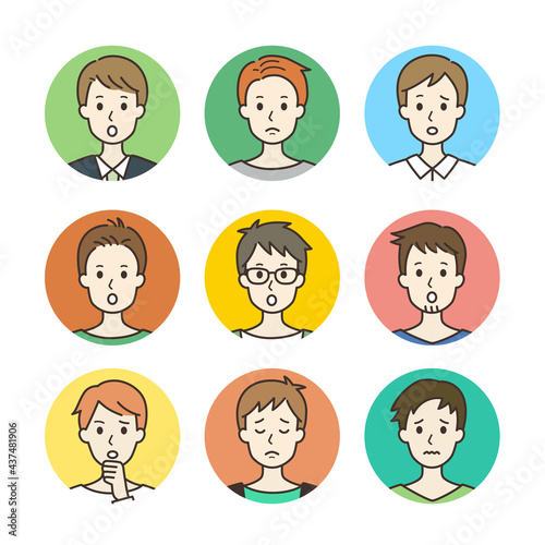 笑顔の男性アイコン3 シンプルな線画イラスト