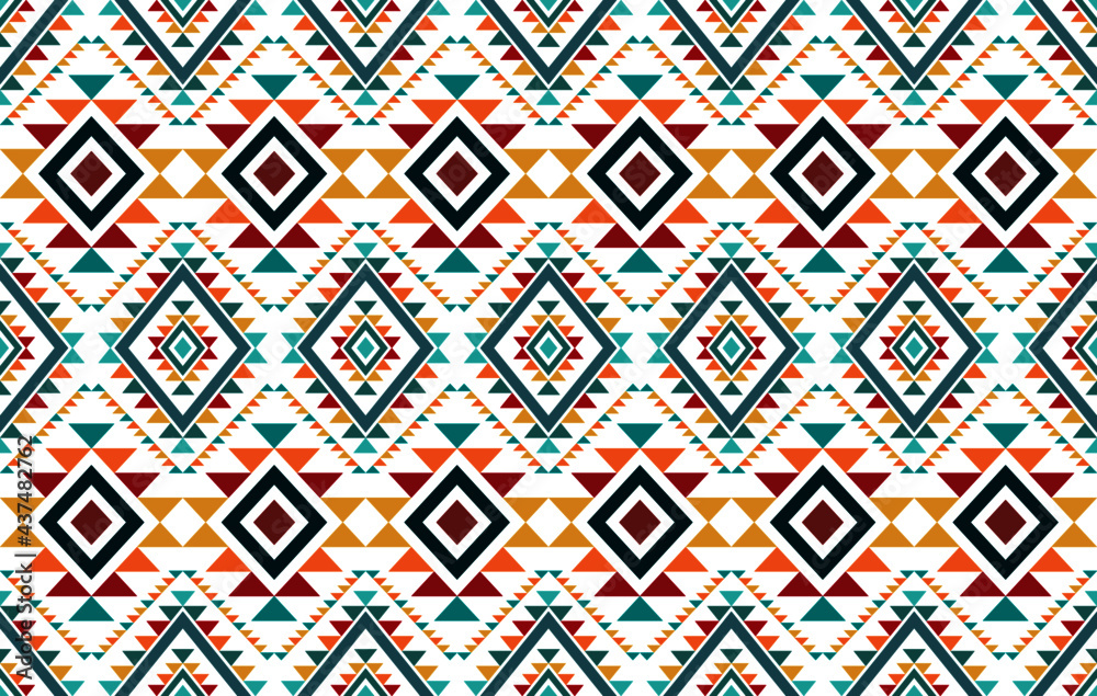 Ethnic Aztec African seamless pattern design. Geometric fabric carpet ornament native boho chevron textile decoration. Embroidery patterns