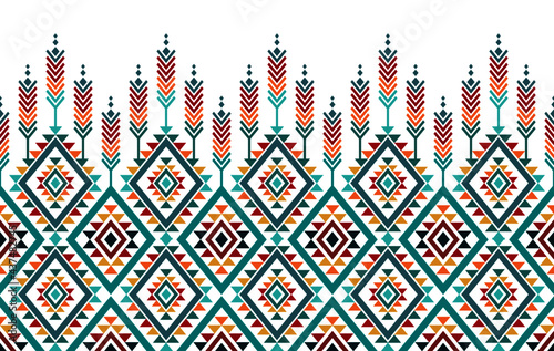 Ethnic Aztec African seamless pattern design. Geometric fabric carpet ornament native boho chevron textile decoration. Embroidery patterns