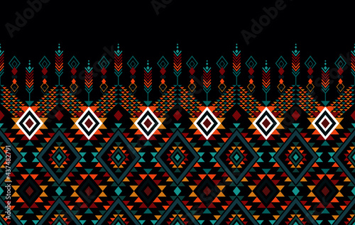 Ethnic Aztec African seamless pattern design. Geometric fabric carpet ornament native boho chevron textile decoration. Embroidery patterns