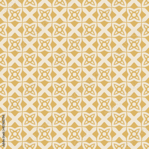 Background pattern simple geometric ornament on gold background, wallpaper. Seamless pattern, texture