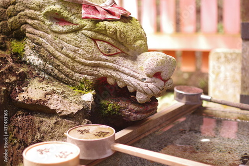 獅子と手水