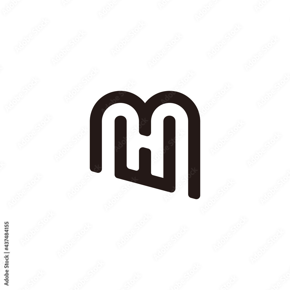 letter mw simple geometric flat line logo vector