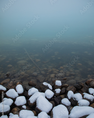 rocks in the fog