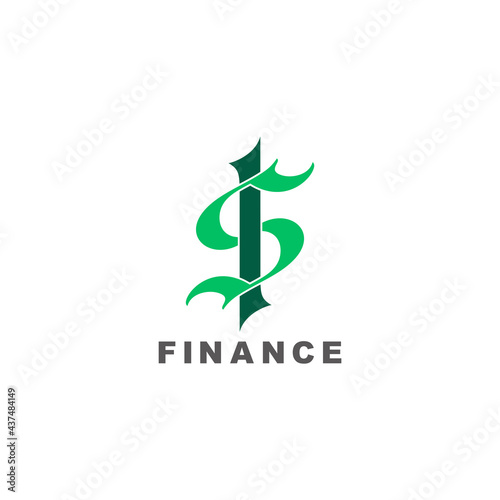 linked colorful green money dollar symbol vector