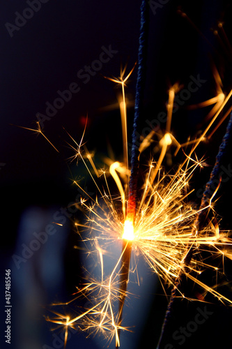 Close up of burning sparkler effect