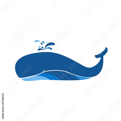 blue whales in the oceans logo and vector icon