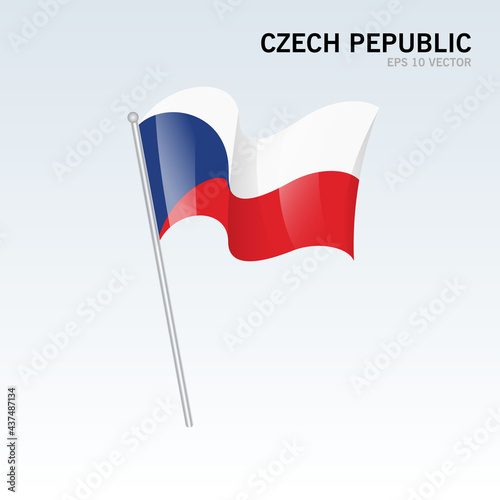 Czech Republic waving flag isolated on gray background