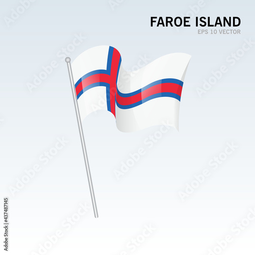 Faroe Island waving flag isolated on gray background