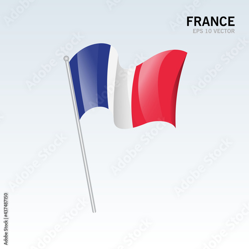 France waving flag isolated on gray background