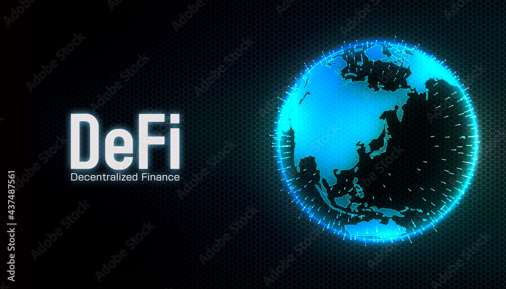 DeFi (Decentralized Finance) concept banner illustration DeFi (Decentralized Finance) concept banner illustration