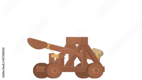 Catapult. Animation of medieval catapult weapons, alpha channel enabled. Cartoon photo