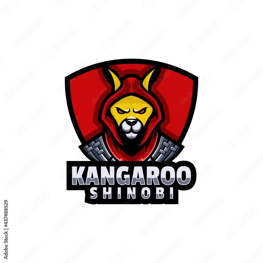 Vector Logo Illustration Kangaroo E Sport and Sport Style.