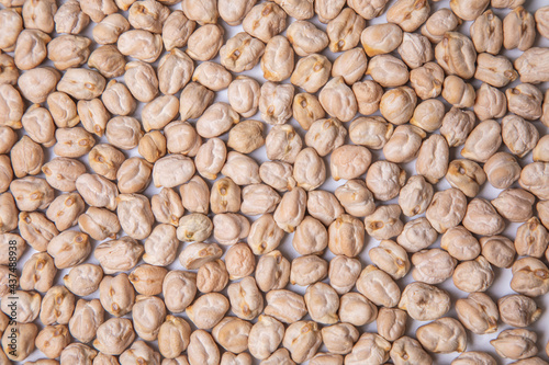 overhead view of dried raw chickpeas