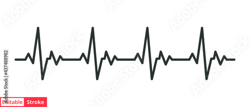Heart cardiogram line icon. Simple outline style. pulse, ecg, ekg, hertbeat, electrocardiogram, graph, rhythm cardioid concept. Vector illustration isolated on white background. Editable stroke EPS 10 photo