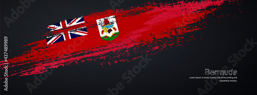 Grunge brush of Bermuda flag on shiny black background. Creative glitter sparkle brush paint vector illustration