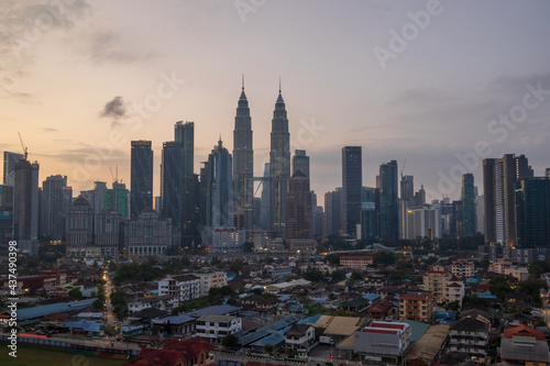 Canvas Print view of kuala lumpur skyline during sunrise