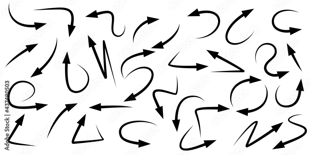 set of hand drawn arrows isolated on white background. for business infographic, banner, web and concept design.Vector doodle design elements. set of hand drawn arrows isolated on white background. for business infographic, banner, web and concept design.Vector doodle design elements.