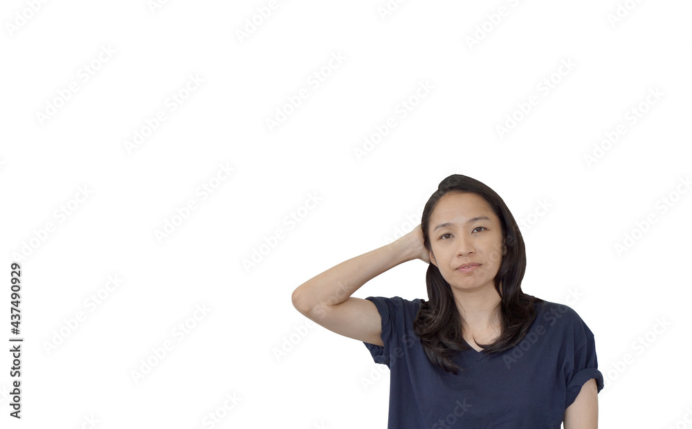 Asian mixed race casual healthy woman with positive emotion on isolated background Asian mixed race casual healthy woman with positive emotion on isolated background